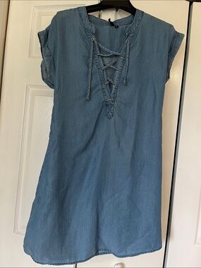 Want and Need Lace-Up Dress - Blue